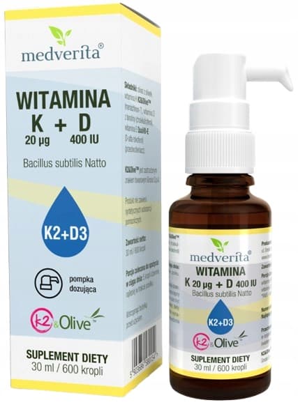 MEDVERITA Vitamin K 20 uq + D 400 IE BONES IMMUNITET droppar 30 ml