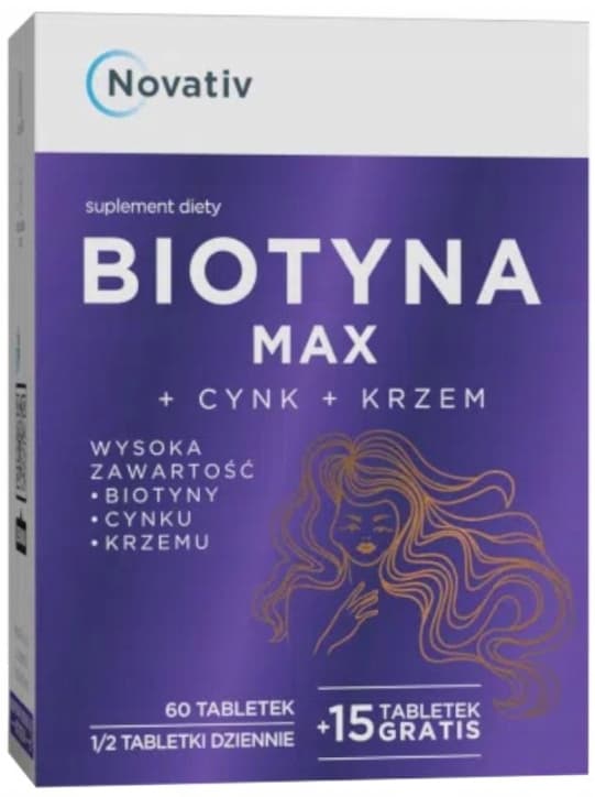 BIOTIN MAX + ZINK + SILICON hårvitaminer Novativ 75 tabletter