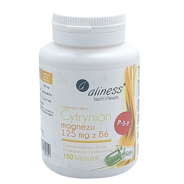 ALINESS Magnesiumcitrat 125 mg med vitamin B6 HJÄRNSMISKNING 100 kapslar