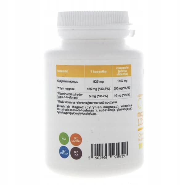 ALINESS Magnesiumcitrat 125 mg med vitamin B6 HJÄRNSMISKNING 100 kapslar