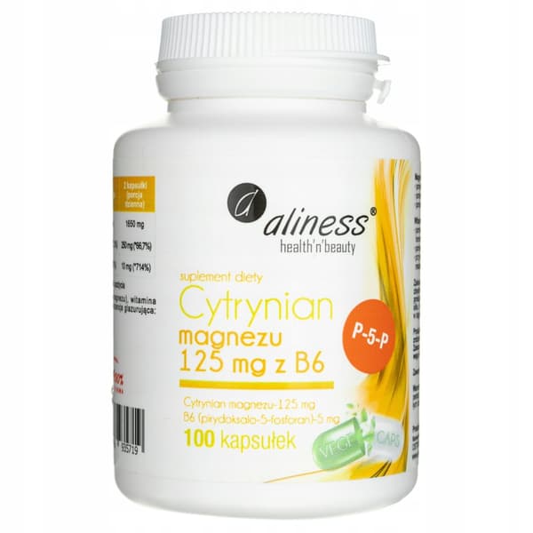 ALINESS Magnesiumcitrat 125 mg med vitamin B6 HJÄRNSMISKNING 100 kapslar