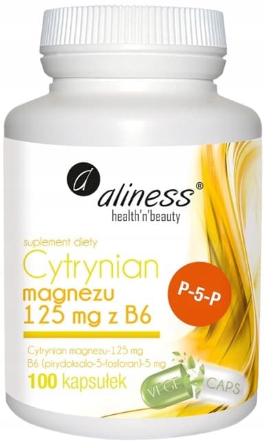 ALINESS Magnesiumcitrat 125 mg med vitamin B6 HJÄRNSMISKNING 100 kapslar