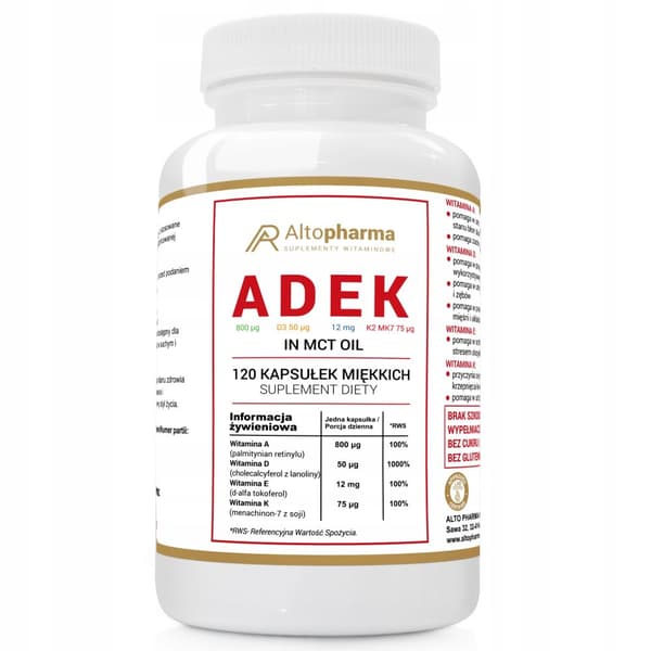 Altopharma ADEK i MCT-olja 120 kapslar