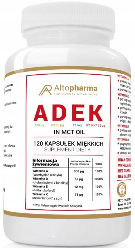 Altopharma ADEK i MCT-olja 120 kapslar