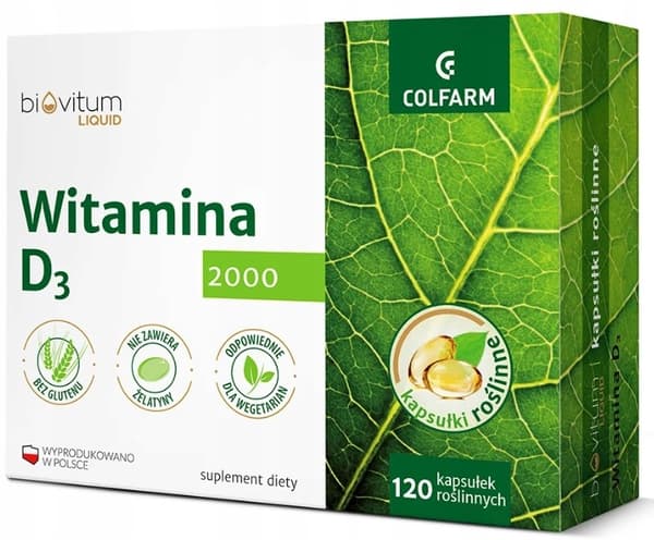 Vitamin D3 2000 Biovitum Liquid Colfarm 120 kapslar