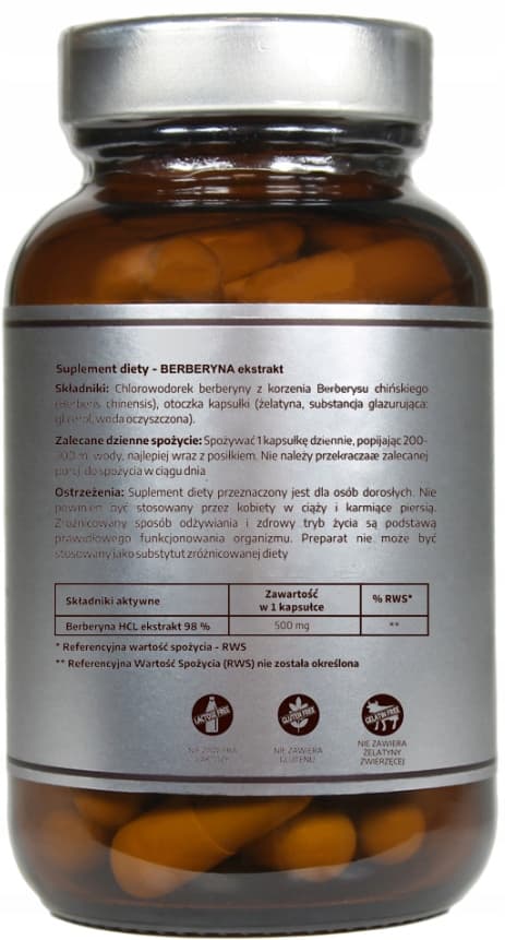 BERBERINEXTRAKT 500 mg VIKTMINSKNING Pureline Nutrition 60 kapslar