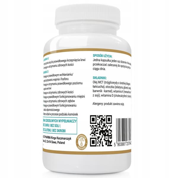 Altopharma Vitamin K2 100mcg + D3 50mcg 2000IU KOKOSOLJA MCT 60 kapslar.