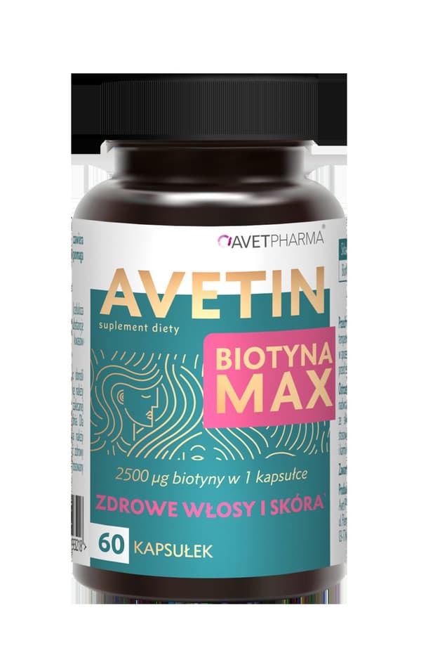 Avetin Biotyna Max 2500 friskt hår och hud Avet Pharma 60 kapslar