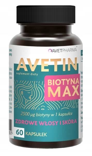 Avetin Biotyna Max 2500 friskt hår och hud Avet Pharma 60 kapslar