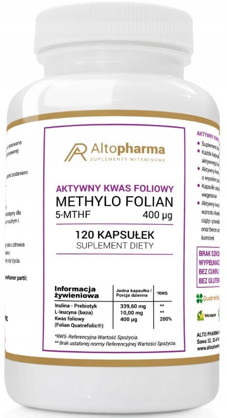 Altopharma Active Foolihappo Metyylifolaatti 5-MTHF 400 mikrog 120 kapselia