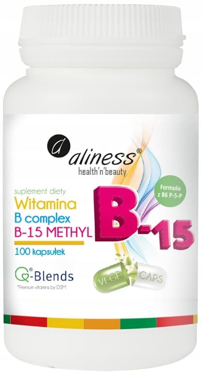 ALINESS Vitamin B-komplex B-15 Metylkomplex av B-vitaminer 100 kapslar.