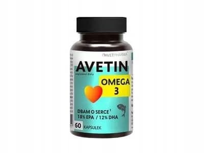Avetin Omega 3 Heart 18% omega syrer EPA / 12% DHA Avet Pharma 60 kapsler