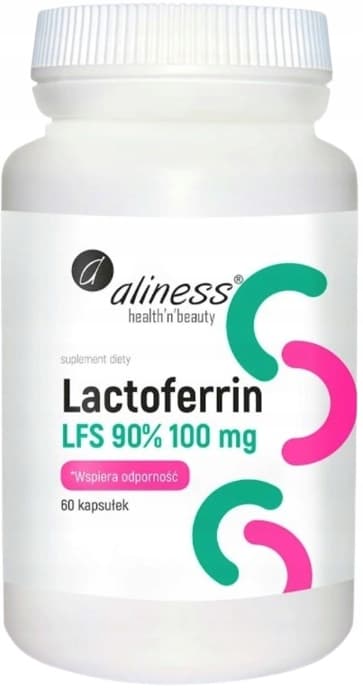 ALINESS Laktoferrin LFS 90 % 100 mg LAKTOFERINA järnabsorption 60 kapslar.
