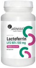 Miniatyrbild 1 av 11: ALINESS Laktoferrin LFS 90 % 100 mg LAKTOFERINA järnabsorption 60 kapslar.