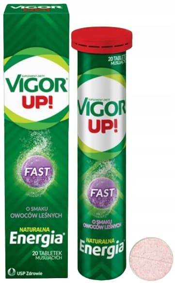 VIGOR UP! Energi vitaminer og mineraler skovfrugtsmag 20 tabletter mousse.