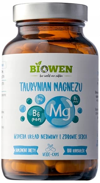 BIOWEN Magnesiumtaurat med vitamin B6 (P-5-P) HJÄRTMUSKLER 100 kapslar