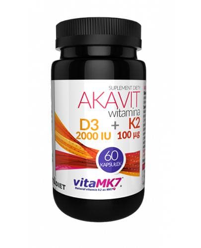 AKAVIT D3 2000 + K2 MK-7 100 uq vitamin DK BENIMMUNITET Vitadiet 60 kJ.