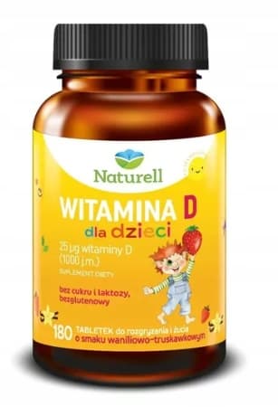 NATURELL Vitamin D för barn 25 uq 180 tuggbara och krossbara tabletter