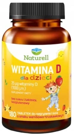 NATURELL Vitamin D för barn 25 uq 180 tuggbara och krossbara tabletter