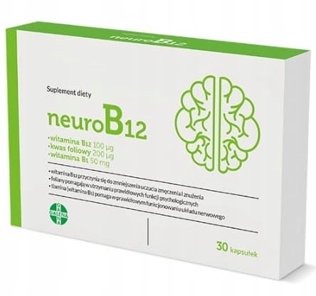 NeuroB12 VITAMIN B12 B1 folsyra GALENA 30 kapslar