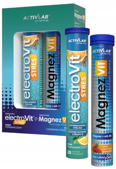 Sæt ElectroVit Stress + MagnesiumVit elektrolytter magnesium Activlab 20+20 tabletter.