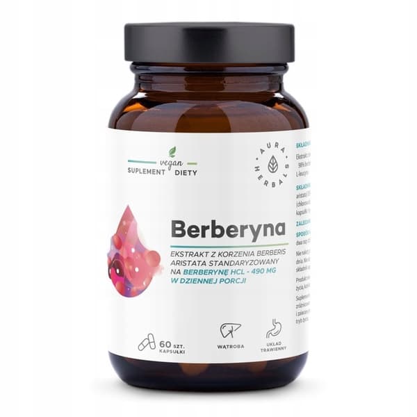 Aura Herbals BERBERIN 490 mg Berberis aristata ÄMNESOMSÄTTNING 60 kapslar