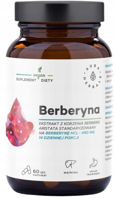 Aura Herbals BERBERIN 490 mg Berberis aristata ÄMNESOMSÄTTNING 60 kapslar