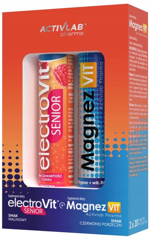 Set ElectroVit Senior + MagnezVit elektrolyter magnesium Activlab 20+20 tabletter.