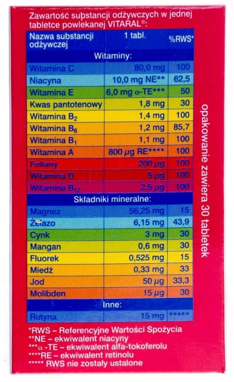 VITARAL vitaminer och mineraler 30 tabletter
