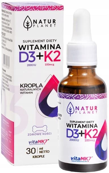 VITAMIN D3 2000 + K2 droppar immunitet Natur Planet 30 ml