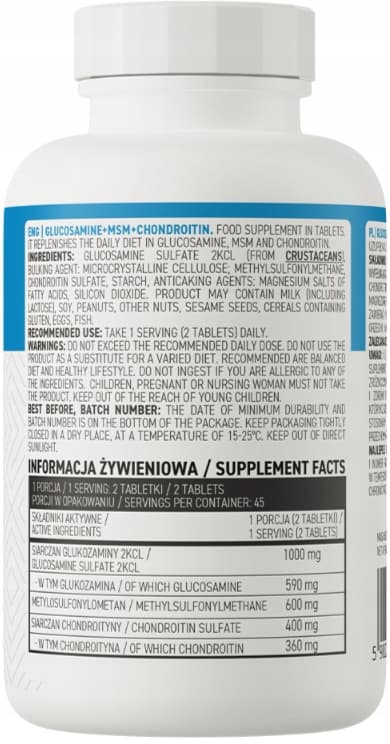 OstroVit GLUKOSAMIN+MSM+KONDROITIN Glukosamin Kondroitin 90 tabletter