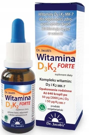 DR. JACOBS Vitamin D3+K2 Forte ben tänder leder droppar 20 ml