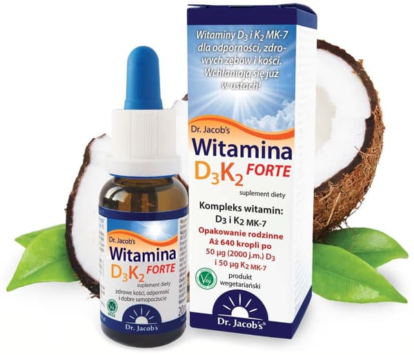 DR. JACOBS Vitamin D3+K2 Forte ben tänder leder droppar 20 ml