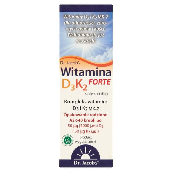 DR. JACOBS Vitamin D3+K2 Forte ben tänder leder droppar 20 ml