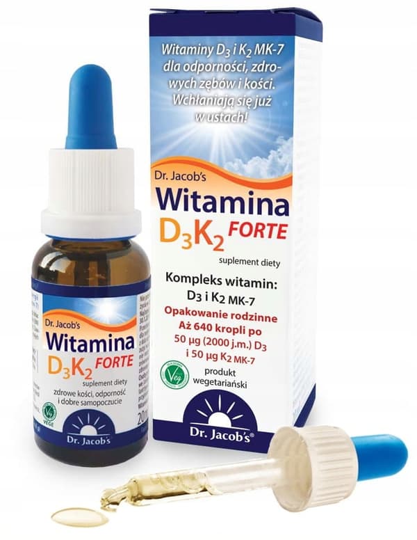 DR. JACOBS Vitamin D3+K2 Forte ben tänder leder droppar 20 ml
