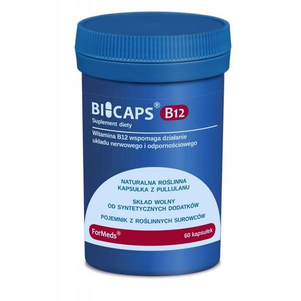 Formeds BICAPS VITAMIN B12 500 µg TRÖTTHET UTMÄSSNING ÄMNESOMSÄTTNING 60 kapslar.