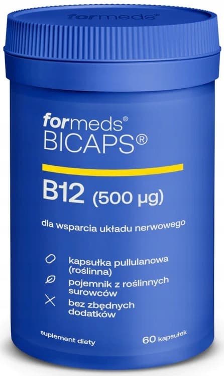 Formeds BICAPS VITAMIN B12 500 µg TRÖTTHET UTMÄSSNING ÄMNESOMSÄTTNING 60 kapslar.