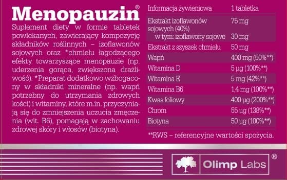 OLIMP Menopauzin Forte MENOPAUSE Ashwagandha 30 tabletter