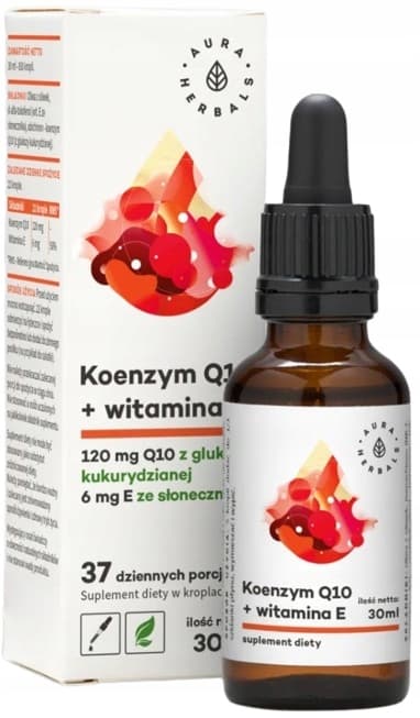 Aura Herbals Koenzym Q10 + E-vitamin droppar 30 ml