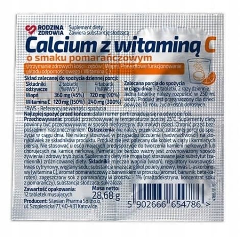 KALIUM MED C-VITAMIN kalciumallergi apelsinsmak Rodzina Zdrowia 12 tab.
