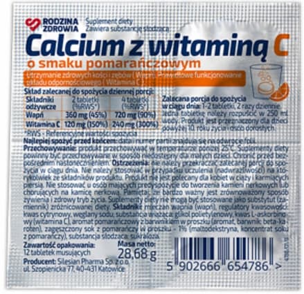 KALIUM MED C-VITAMIN kalciumallergi apelsinsmak Rodzina Zdrowia 12 tab.