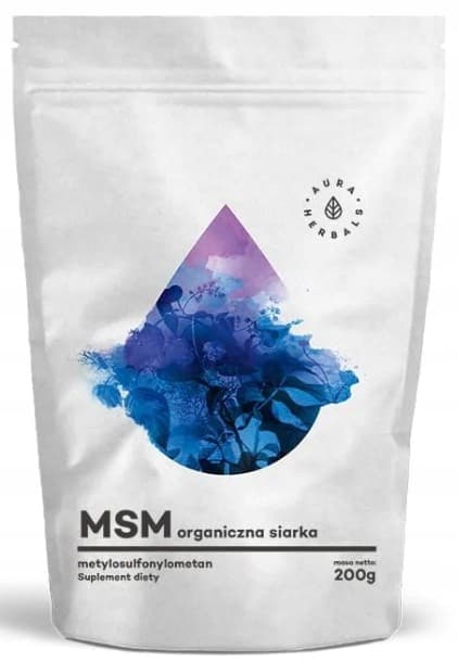 Aura Herbals ekologiskt svavelförening MSM-pulver LEDER BEN 200g