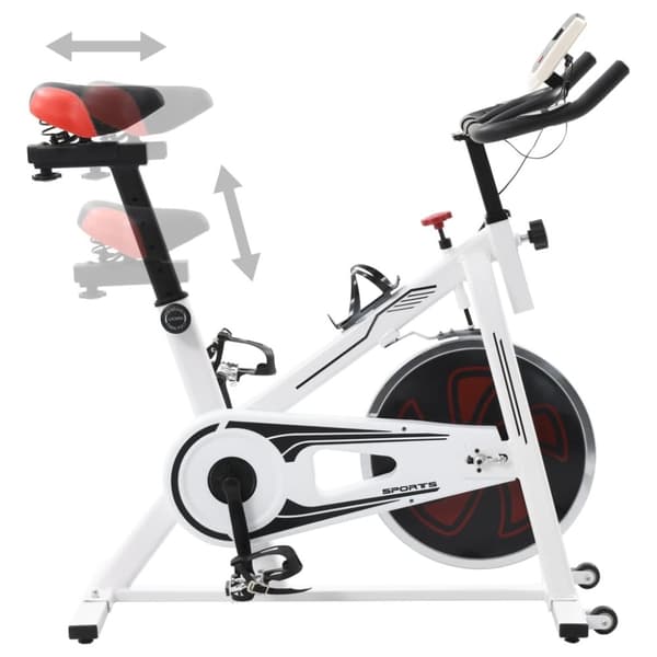vidaXL Motionscykel med pulsmätare vit och röd