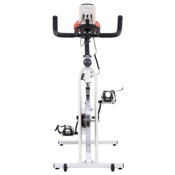 vidaXL Motionscykel med pulsmätare vit och röd