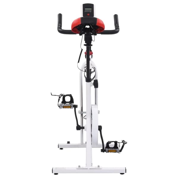 vidaXL Motionscykel med pulsmätare vit och röd