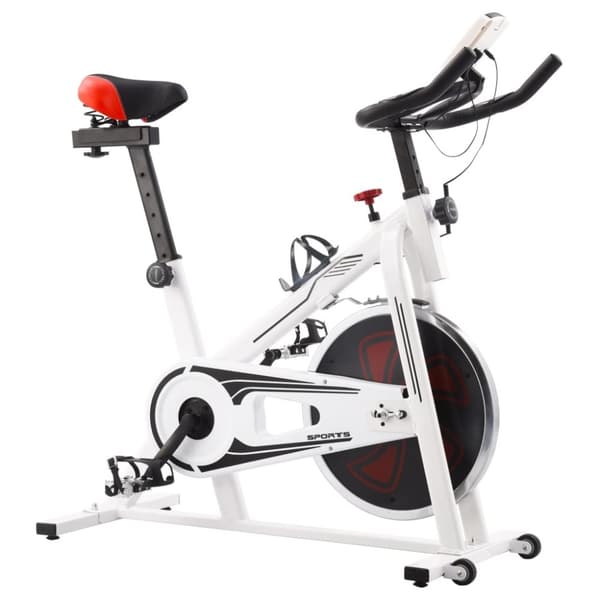 vidaXL Motionscykel med pulsmätare vit och röd
