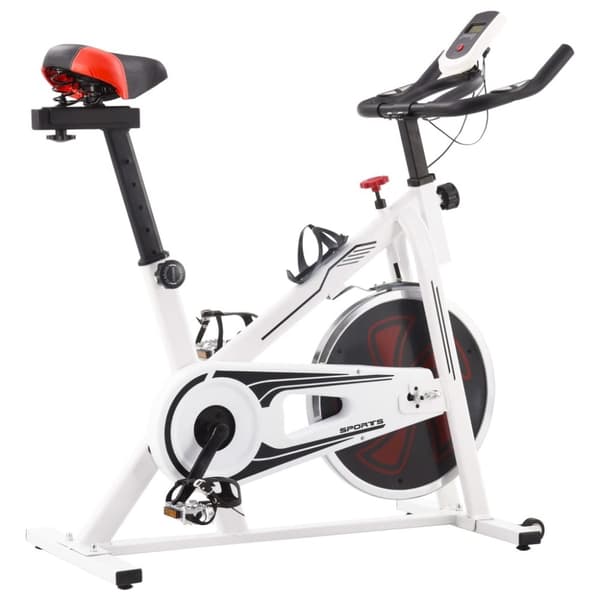 vidaXL Motionscykel med pulsmätare vit och röd