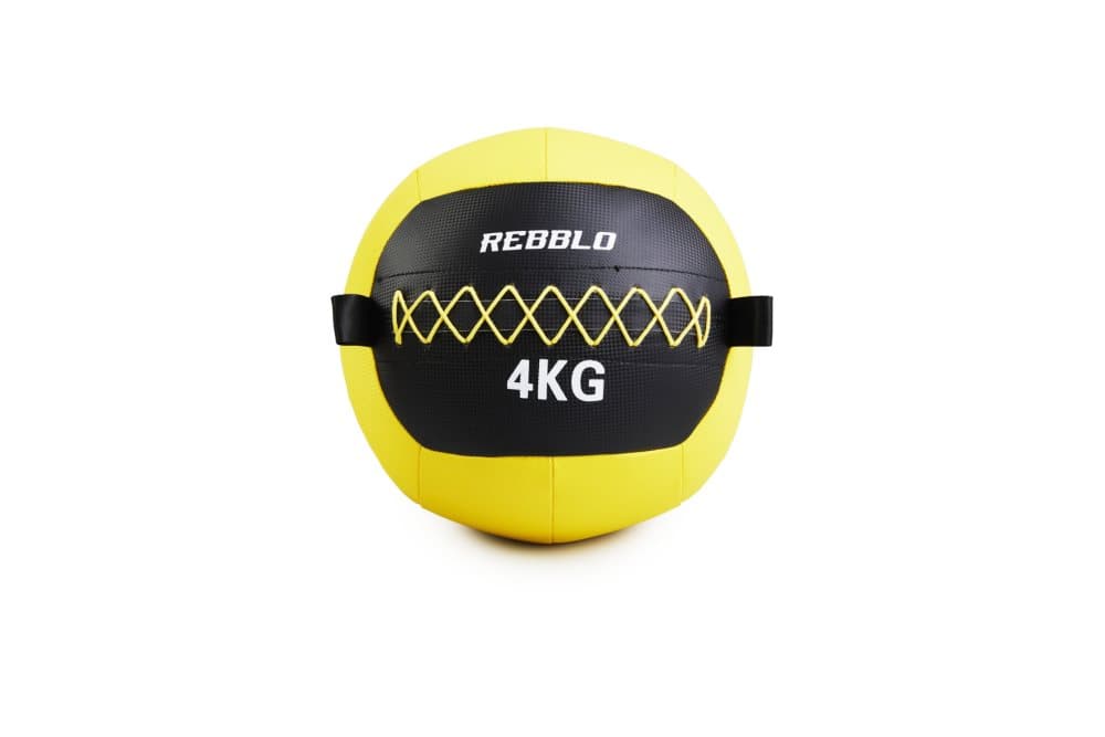 REBBLO Medicinboll för Crossfit-träning, Mjuk Väggboll för Hemmagym, Gul Viktboll Träning för Hela Kroppen, Wall Ball i Syntetiskt Läder