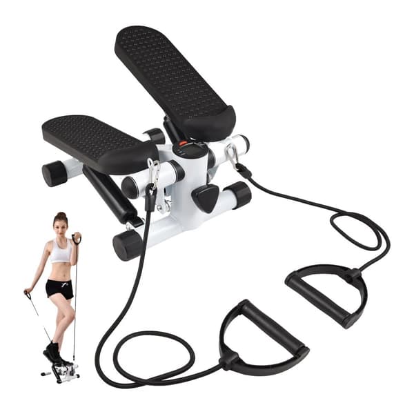 Mini Stepper, Motståndsband, LCD-display, Kapacitet 100 kg,SvartVit