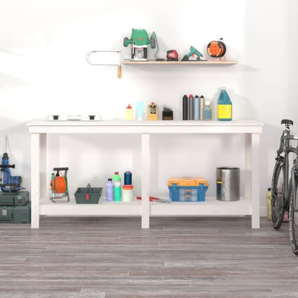 arbejdsbord 180x50x80 cm massivt fyrretræ hvid
